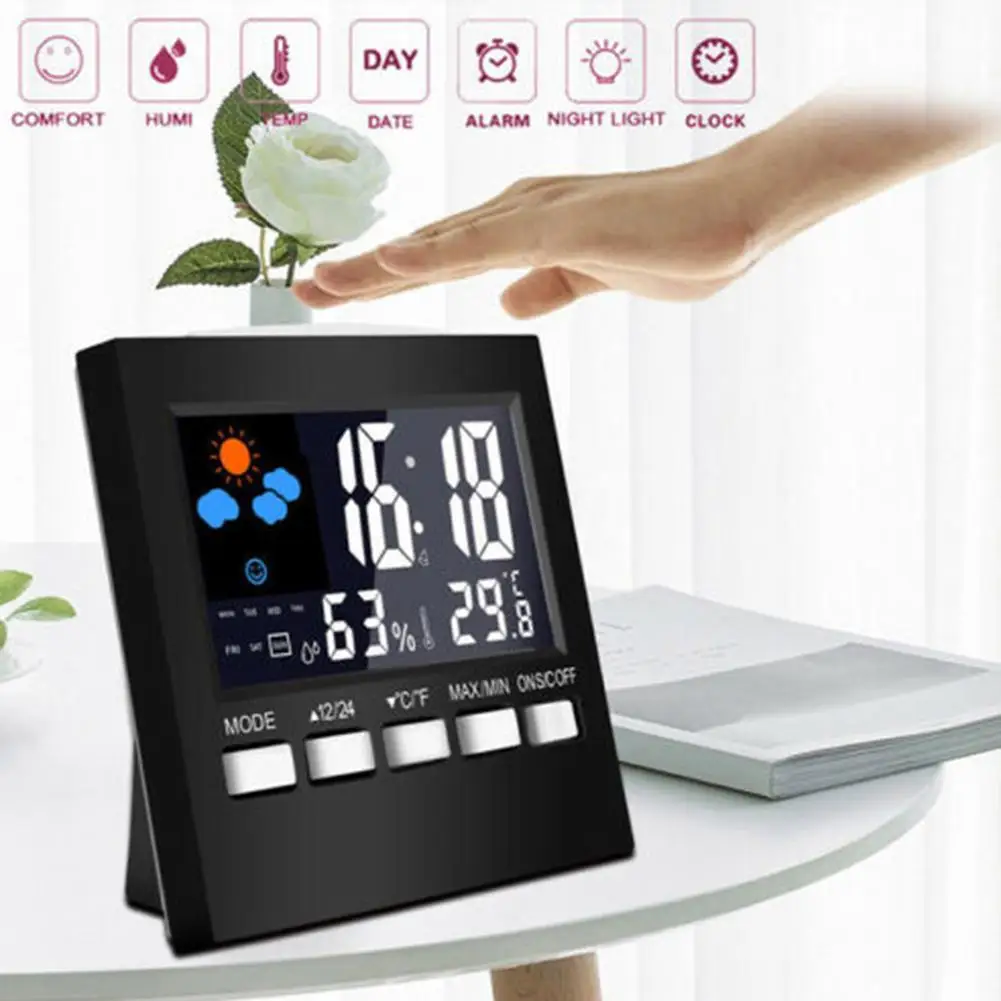 Weather Station Alarm Clock Thermometer Wireless Temperature Humidity Meter Table clocks Desktop clock
Weather Station Alarm Clock Thermometer Wireless Temperature Humidity Meter Table clocks Desktop clock