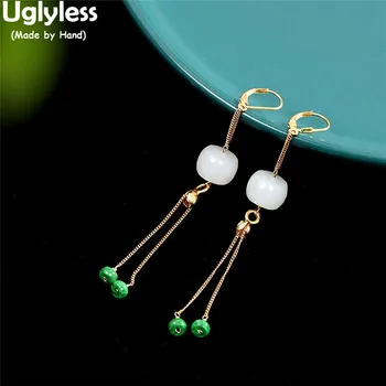 Uglyless Natural Gemstones Emerald Dangle Earrings for Women Long Chains Tassel Earrings Jade Balls Brincos 925 Silver Ear Hoops
Uglyless Natural Gemstones Emerald Dangle Earrings for Women Long Chains Tassel Earrings Jade Balls Brincos 925 Silver Ear Hoops