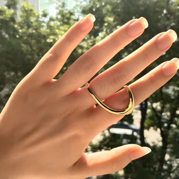 

HUANZHI Multi-layer Geometric irregularity Circle Ring For Women Girls 2020 New Statement Ring Gold Sliver-color Jewelry