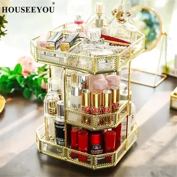 European 360 Degree Rotation Cosmetics Storage Box Dressing Table Multi-function Metal Square Makeup Organizer Jewelry Tray
European 360 Degree Rotation Cosmetics Storage Box Dressing Table Multi-function Metal Square Makeup Organizer Jewelry Tray