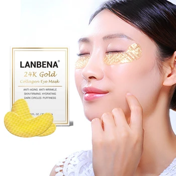 

New Style LANBENA 24K Gold Collagen Eye Mask Sleep Mask Anti-Aging Wrinkle Skin Firming Dark Circles Puffiness 40PCS/20Pair