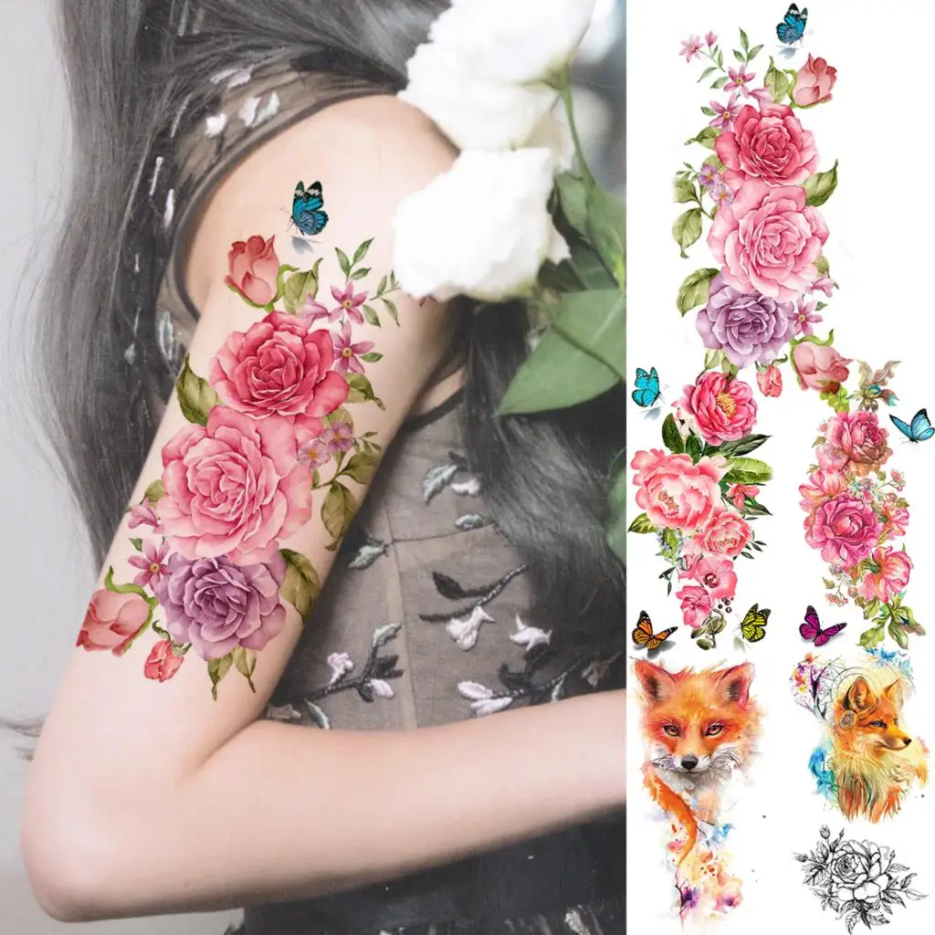 Sexy Watercolor Peony Flower Temporary Tattoos For Women Adult Girl Fox Rose Butterfly Fake Tattoo Body Art Painting Tatoo Decal
Sexy Watercolor Peony Flower Temporary Tattoos For Women Adult Girl Fox Rose Butterfly Fake Tattoo Body Art Painting Tatoo Decal