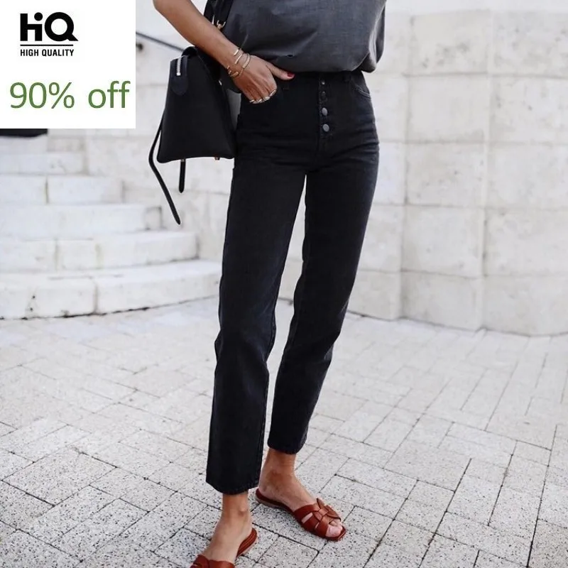 2020 New High Waist Ankle Length Jeans Woman Classic Straight Button Vintage Loose Jeans Street Style Blue Black Harem Pants
2020 New High Waist Ankle Length Jeans Woman Classic Straight Button Vintage Loose Jeans Street Style Blue Black Harem Pants