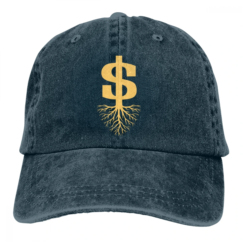 Money Roots Casquette темно-синие унисекс Мужские Женские джинсовые бейсболка с ремешком