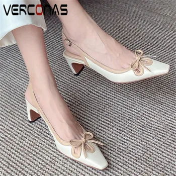 VERCONAS Women Square Toe Slippers Butterfly Knot Genuine Leather Thick Heel Brand Design High Heeled Sandals Summer Shoes Woman
VERCONAS Women Square Toe Slippers Butterfly Knot Genuine Leather Thick Heel Brand Design High Heeled Sandals Summer Shoes Woman