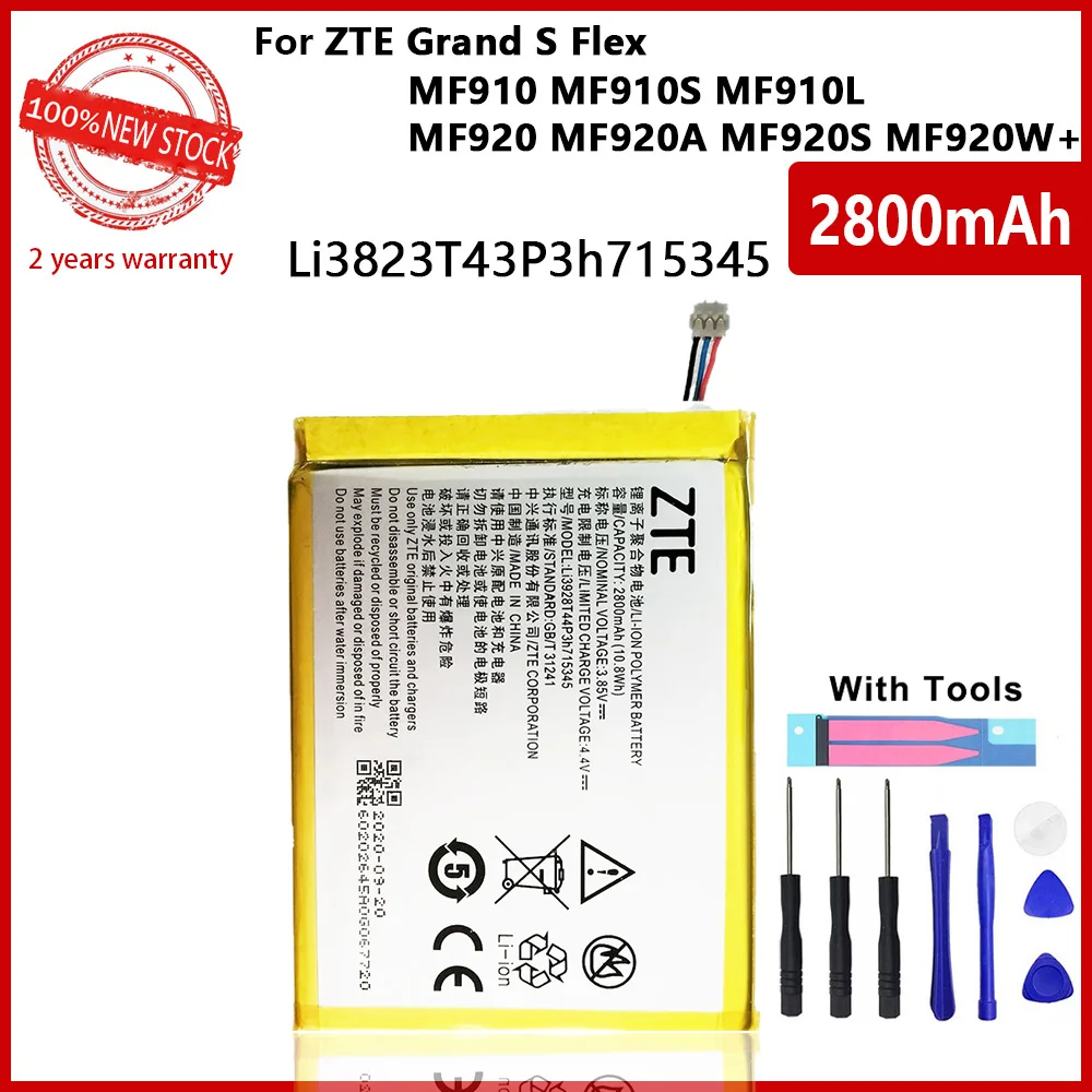 New 100% Real 2800mAh LI3823T43P3h715345 Battery For ZTE Grand S Flex / For ZTE MF910 MF910S MF910L MF920 MF920S With Tools 
New 100% Real 2800mAh LI3823T43P3h715345 Battery For ZTE Grand S Flex / For ZTE MF910 MF910S MF910L MF920 MF920S With Tools