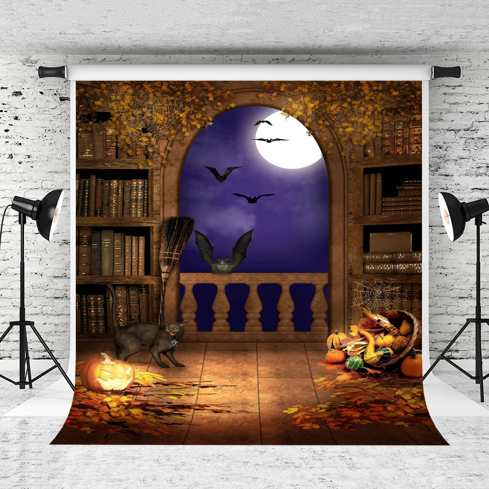 VinylBDS Photography Backgrounds Pumpkin Black Cat Bat Halloween Backdrops Came Fotographie For Children | Электроника