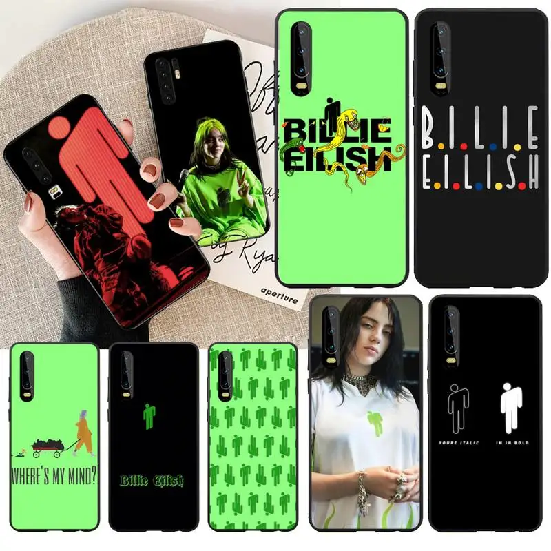 

PENGHUWAN Billie Eilish logo Black TPU Soft Phone Case Cover for Huawei Honor 20 10 9 8 8x 8c 9x 7c 7a Lite view pro