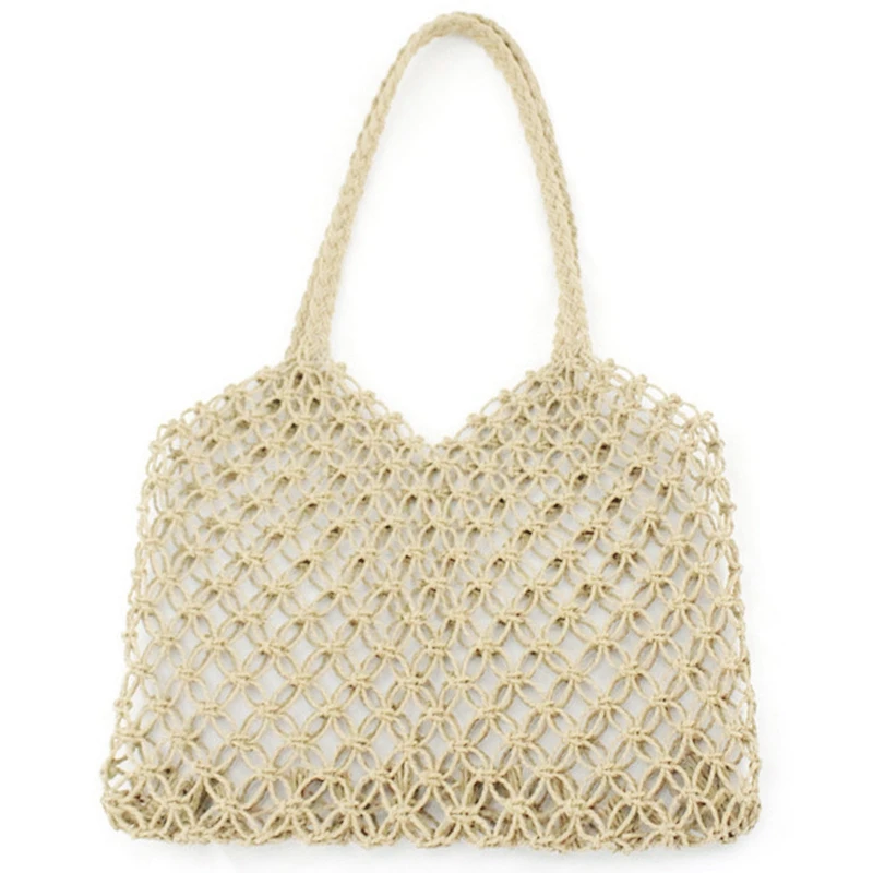 New Hand-Woven Hollowwork Straw Bag Paper Rope Grid Without Lining Woven Beach Bag(Beige) 
New Hand-Woven Hollowwork Straw Bag Paper Rope Grid Without Lining Woven Beach Bag(Beige)