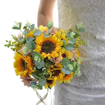 Sunflower Wedding Bouquet Decoration Artificial Sunflower Handmade Bridal Holding Flower Bouquets for Wedding Party Home
Sunflower Wedding Bouquet Decoration Artificial Sunflower Handmade Bridal Holding Flower Bouquets for Wedding Party Home