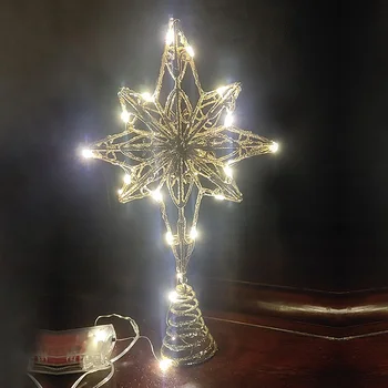 Christmas Tree Top Light Star Snowflake Shape Iron Art Ornament Five-Pointed Star Top Merry Christmas Topper Party Home Decor
Christmas Tree Top Light Star Snowflake Shape Iron Art Ornament Five-Pointed Star Top Merry Christmas Topper Party Home Decor