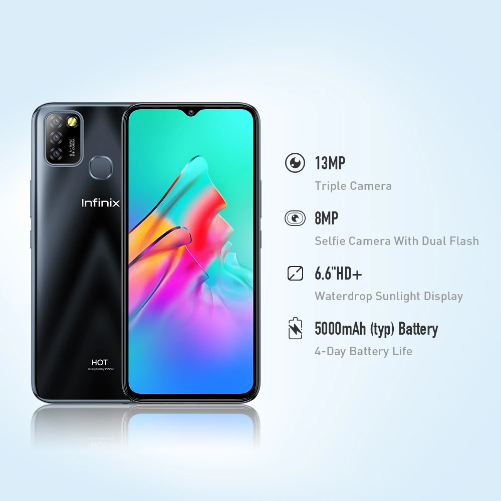 2020 Hot 10 Lite Infinix Smartphones 5000mAh Battery 13MP Camera 2 SIMCard Face Unlock Cell Phone Smart Android Moblie Phone
2020 Hot 10 Lite Infinix Smartphones 5000mAh Battery 13MP Camera 2 SIMCard Face Unlock Cell Phone Smart Android Moblie Phone