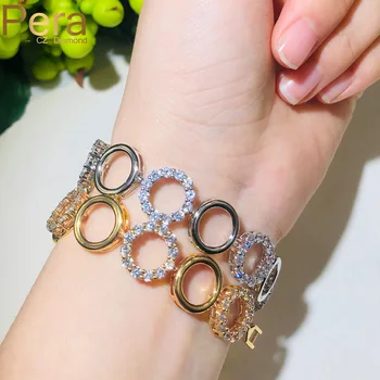 Pera Trendy Sparkling White Cubic Zircon Yellow Gold Round Big Link Chain Bracelets for Ladies Prom Party CZ Paved Jewelry B160
Pera Trendy Sparkling White Cubic Zircon Yellow Gold Round Big Link Chain Bracelets for Ladies Prom Party CZ Paved Jewelry B160