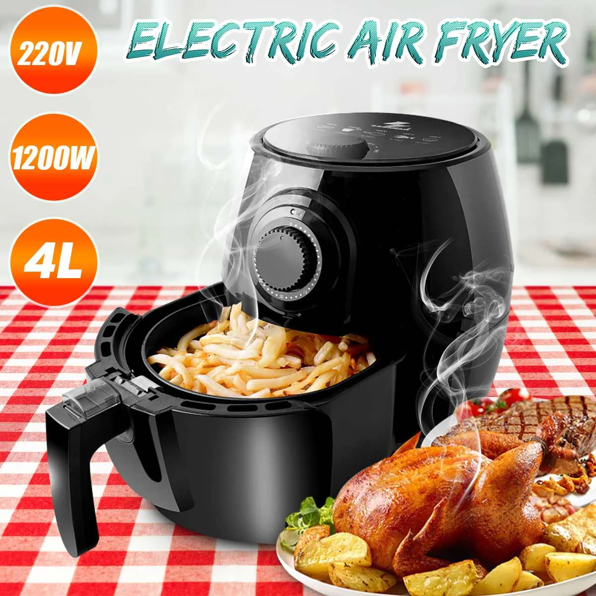 Becornce 220V 1200W 4L 80°C-200 °C Electric Air Fryer French Fries Chicken Kitchen Cooker Multi-function Grill Pot Bake Basket
Becornce 220V 1200W 4L 80°C-200 °C Electric Air Fryer French Fries Chicken Kitchen Cooker Multi-function Grill Pot Bake Basket