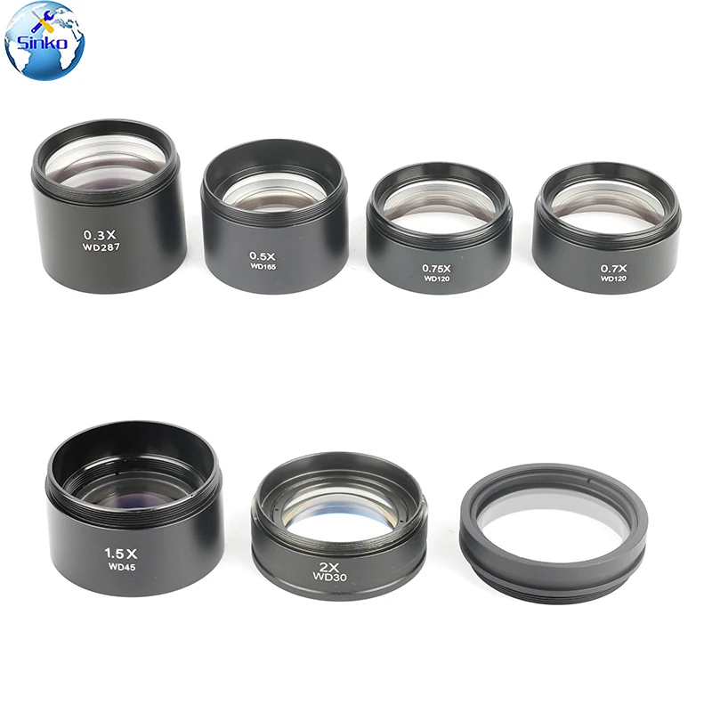 Wylie WD30 WD165 0.5X 2X 1X 0.7X Stereo Microscope lens with 1-7/8" (48mm) Mounting Thread Objective Lens for changing view 
Wylie WD30 WD165 0.5X 2X 1X 0.7X Stereo Microscope lens with 1-7/8" (48mm) Mounting Thread Objective Lens for changing view