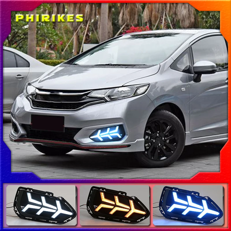 2pcs For Honda Jazz fit 2018 2019 LED Daytime Running Lights DRL Fog lamp cover with Yellow turning signal lights
2pcs For Honda Jazz fit 2018 2019 LED Daytime Running Lights DRL Fog lamp cover with Yellow turning signal lights