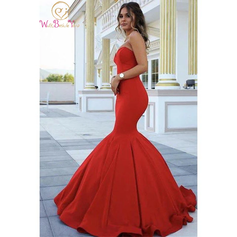 Walk Beside You Red Chic Evening Dresses 2020 Strapless Sleeveless Sweetheart Mermaid Satin Floor length Sweep Train Backless
Walk Beside You Red Chic Evening Dresses 2020 Strapless Sleeveless Sweetheart Mermaid Satin Floor length Sweep Train Backless