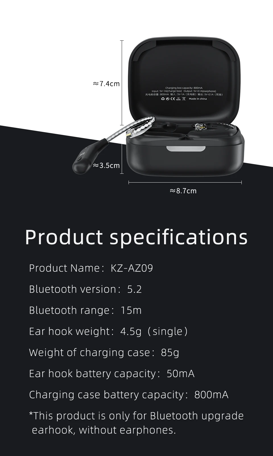KZ AZ09 HD Módulo Compatible con Bluetooth 5,2 auriculares Cable de actualización inalámbrico gancho para la oreja inalámbrico HIFI CPIn con contenedor de carga KZ AZ09 HD Módulo Compatible con Bluetooth 5,2 auriculares Cable de actualización inalámbrico gancho para la oreja inalámbrico HIFI CPIn con contenedor de carga
