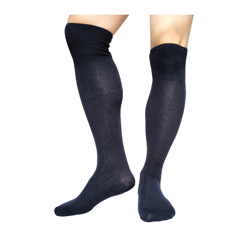 Мужские сексуальные чулки выше колена темно-синие хлопковые мужские носки для