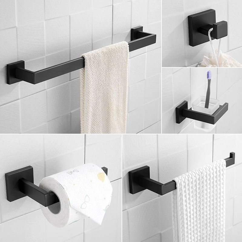 Matte Black Bathroom Hardware Set Towel Bar Set Hand Towel Holder Toilet Paper Holder Facilities Hardware 304 Stainless Steel
Matte Black Bathroom Hardware Set Towel Bar Set Hand Towel Holder Toilet Paper Holder Facilities Hardware 304 Stainless Steel