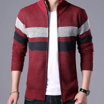 2019 Thick Sweatercoat Men Striped Stand Collar Zipper Sweater Coat Outerwear Winter Fleece Cashmere Liner Sweaters 
2019 Thick Sweatercoat Men Striped Stand Collar Zipper Sweater Coat Outerwear Winter Fleece Cashmere Liner Sweaters