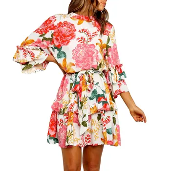 Fashion Spring Flower Printed Dress Women Summer Ruffles Party Dresses Casual O-Neck Slim Bandage Dress 2020 Female Vestidos
Fashion Spring Flower Printed Dress Women Summer Ruffles Party Dresses Casual O-Neck Slim Bandage Dress 2020 Female Vestidos