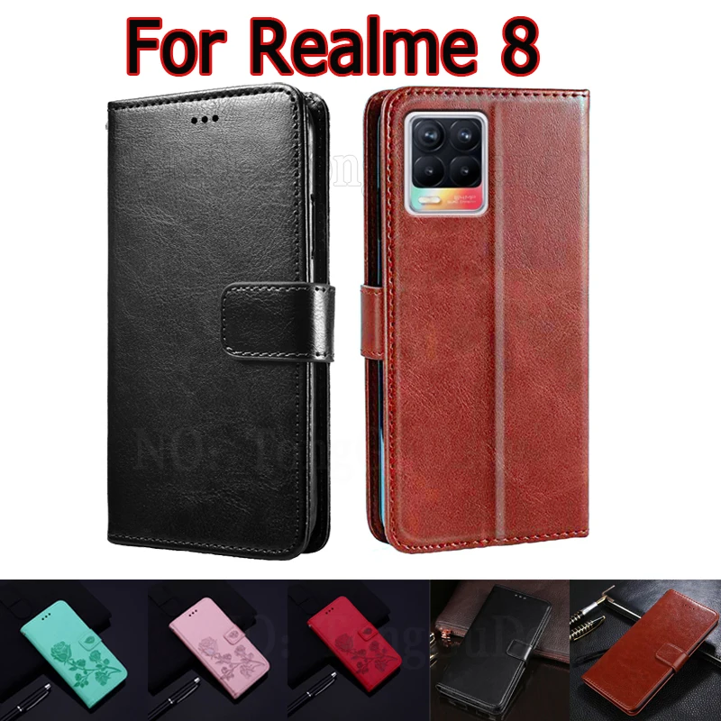 

Case For Realme 8 RMX3085 Cover Phone Protective Shell Funda Realme8 Case Flip Wallet Stand Leather Book Etui Hoesje Coque Bag