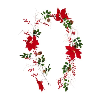 1Pc Christmas Rattan Ornament Artificial Hanging Vine Imitation Red Berries Red Flowers Green Leaves Pine Cones Cane Home Decor
1Pc Christmas Rattan Ornament Artificial Hanging Vine Imitation Red Berries Red Flowers Green Leaves Pine Cones Cane Home Decor