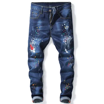 Printed Embroidery Bleached Jeans Denim Men Slim Straight Washed Cowboy Fashion Wild Trousers Male High Quality Clothing
Printed Embroidery Bleached Jeans Denim Men Slim Straight Washed Cowboy Fashion Wild Trousers Male High Quality Clothing