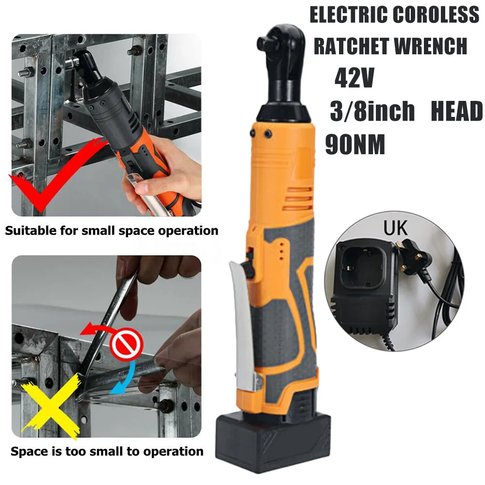 1 Set Of US/UK/EU/AU Wrench 42V Electric Cordless Ratchet Right Angle Wrench 3/8in Tool + Li-ion Battery
1 Set Of US/UK/EU/AU Wrench 42V Electric Cordless Ratchet Right Angle Wrench 3/8in Tool + Li-ion Battery
