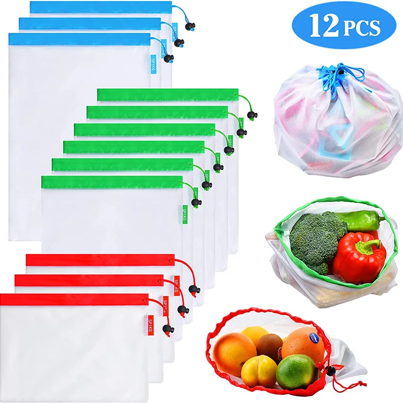 12Pack Reusable Mesh Produce Bags Washable Eco Friendly Lightweight Bags For Grocery Shopping Storage Fruit Vegetable Net Bag
12Pack Reusable Mesh Produce Bags Washable Eco Friendly Lightweight Bags For Grocery Shopping Storage Fruit Vegetable Net Bag