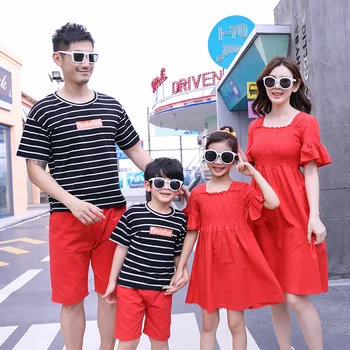 Summer Family Matching Outfits Dad Boy Stripe TShirt+Shorts Sets 2PCS Suits Mom Girl Red Dresses Vacation Speaker Dresss Clothes
Summer Family Matching Outfits Dad Boy Stripe TShirt+Shorts Sets 2PCS Suits Mom Girl Red Dresses Vacation Speaker Dresss Clothes