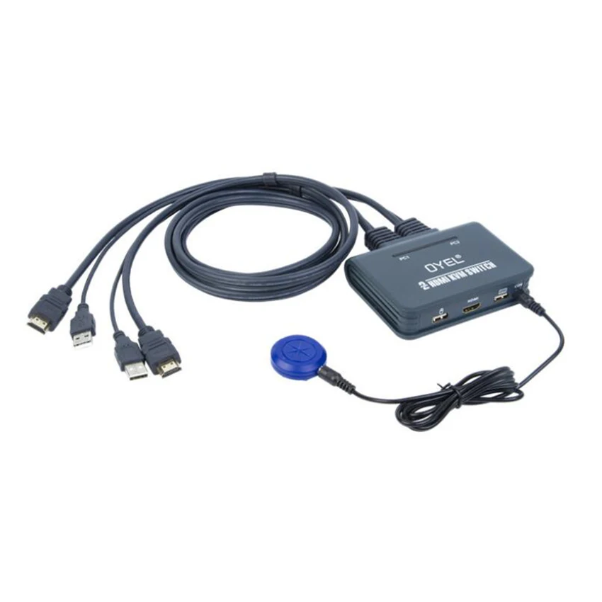 HDMI KVM переключатель с 2 портами 4k @ 30 Гц кабелями переключателем Sup USB устройствами