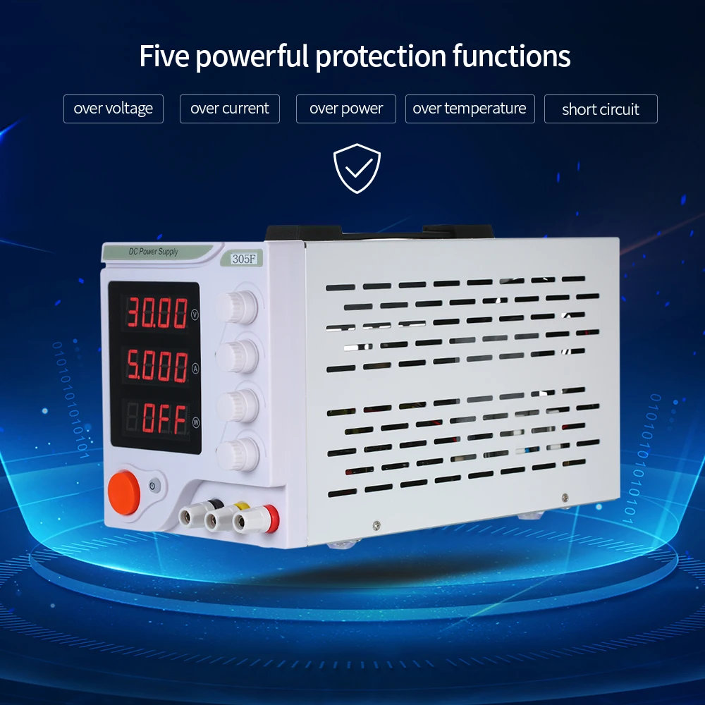 Adjustable Power Supply Mini Voltage Regulator 30V 5A DC 4 Digits Display Switching Power Over-voltage Over-current Protection
Adjustable Power Supply Mini Voltage Regulator 30V 5A DC 4 Digits Display Switching Power Over-voltage Over-current Protection