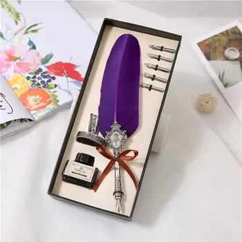 Retro Classical Feather Quill Dip English Calligraphy Fountain Pen with Writing Ink 5 Nibs Kit Set Stationery Gift Box
Retro Classical Feather Quill Dip English Calligraphy Fountain Pen with Writing Ink 5 Nibs Kit Set Stationery Gift Box
