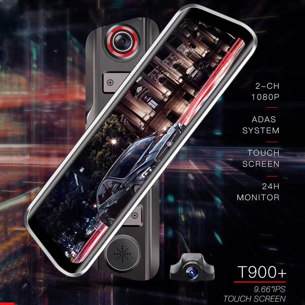 T900+ WIFI Dash Cam Full Screen Touch WDR DVR Camera Rearview Mirror Black ADAS Driving Recorder 9.66 Inch G Sensor Portable Car
T900+ WIFI Dash Cam Full Screen Touch WDR DVR Camera Rearview Mirror Black ADAS Driving Recorder 9.66 Inch G Sensor Portable Car