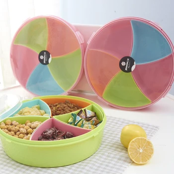 Household Round Fruit Plate Kitchen Storage Tool with Lid 5 Grid Multicolor Candy Storage Box Creative Plastic Storage Tray
Household Round Fruit Plate Kitchen Storage Tool with Lid 5 Grid Multicolor Candy Storage Box Creative Plastic Storage Tray