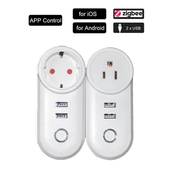 ZigBee Smart Power Strip 2 USB Port APP Remote Control Voice Control Home Timer for Android iOS EU/US Plug For Home Office plug