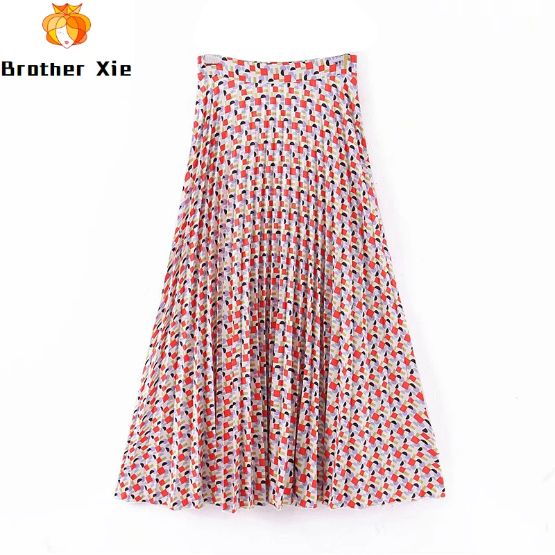 Women Fashion Geometric Print Pleated Skirts 2020 High Waist Stylish Long Skirt Side Zipper Ladies A Line Midi Skirt
Women Fashion Geometric Print Pleated Skirts 2020 High Waist Stylish Long Skirt Side Zipper Ladies A Line Midi Skirt