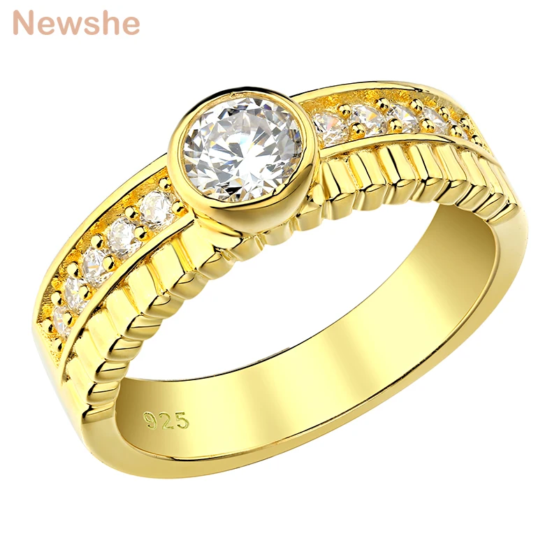Женское Обручальное кольцо из стерлингового серебра 925 пробы с желтым золотом
