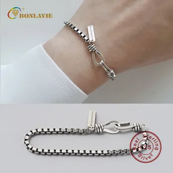 BONLAVIE 925 Silver Korean-style Vintage Chunky Box Chain Bracelets Couples Students Gift Thai Silver Bracelets
BONLAVIE 925 Silver Korean-style Vintage Chunky Box Chain Bracelets Couples Students Gift Thai Silver Bracelets