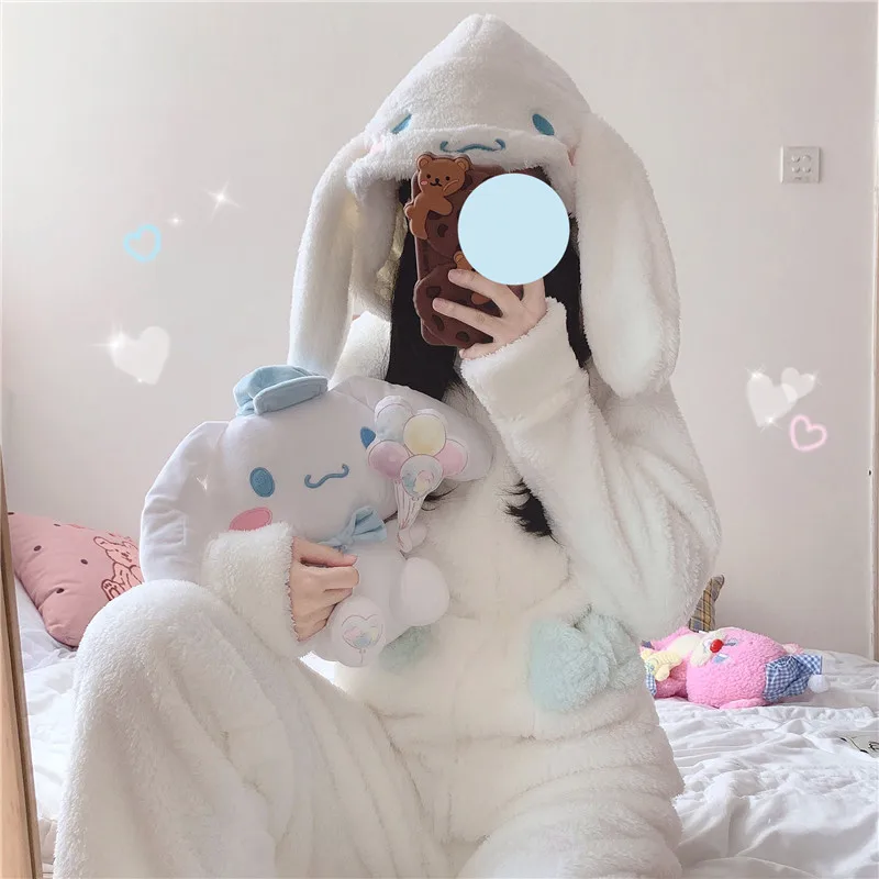 Japanese Sweet Kawaii Pajama Set Soft Sisters Winter Cute Coral Fleece Long Ears Zip Coat Soft Hooded Home Wear Pajamas Women
Japanese Sweet Kawaii Pajama Set Soft Sisters Winter Cute Coral Fleece Long Ears Zip Coat Soft Hooded Home Wear Pajamas Women