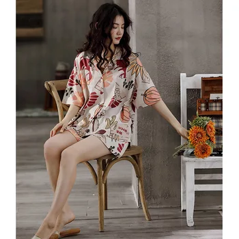 Pajamas Female Summer Pattern Shirt Leisure Short-sleeved Leisurewear Chemise De Nuit Femme Robe De Nuit Nuisette Femme
Pajamas Female Summer Pattern Shirt Leisure Short-sleeved Leisurewear Chemise De Nuit Femme Robe De Nuit Nuisette Femme