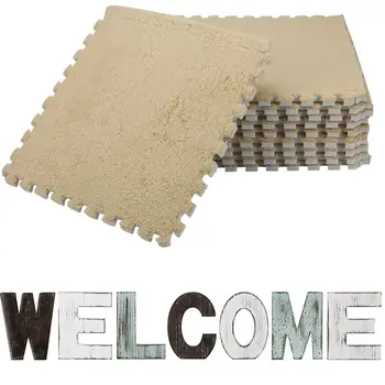 10 Pcs Interlocking Foam Eva Fuzzy Mat Flooring Fluffy Carpet Tiles & 1pcs Rustic Wood Welcome Decorative Sign
10 Pcs Interlocking Foam Eva Fuzzy Mat Flooring Fluffy Carpet Tiles & 1pcs Rustic Wood Welcome Decorative Sign