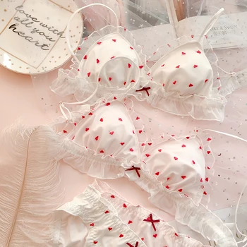 New Japanese women's underwear set embroidery love girl no steel ring triangle cup bra set bra female lingerie set
New Japanese women's underwear set embroidery love girl no steel ring triangle cup bra set bra female lingerie set