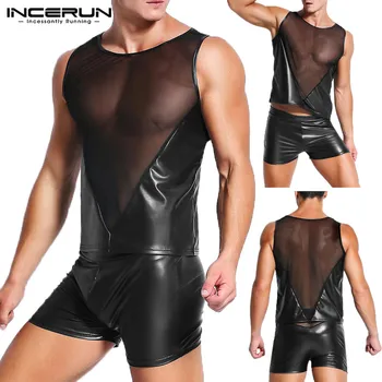 Men Party Nightclub Sexy Sets Fashion Transparent Suits Mesh Patchwork Sleeveless O Neck Tops Casual Shorts INCERUN Plus Size
Men Party Nightclub Sexy Sets Fashion Transparent Suits Mesh Patchwork Sleeveless O Neck Tops Casual Shorts INCERUN Plus Size