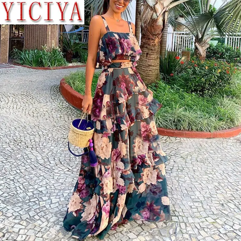 plus size Women Summer Boho Beach Two Piece Set Sexy Skirt Set Crop Top+Maxi Long Skirt Floral Printed Ruffles High Waist Casual
plus size Women Summer Boho Beach Two Piece Set Sexy Skirt Set Crop Top+Maxi Long Skirt Floral Printed Ruffles High Waist Casual