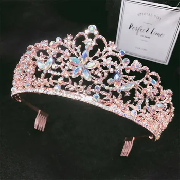 Baroque Vintage Crystal Flowers Bridal Tiaras Crown Rhinestone Pageant Crowns With Comb Rose Gold Color Wedding Hair Accessories 
Baroque Vintage Crystal Flowers Bridal Tiaras Crown Rhinestone Pageant Crowns With Comb Rose Gold Color Wedding Hair Accessories