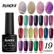 Ruhoya ポリッシュフレンチエナメル半永久 Led ランプソークル塗料ワニスきらめき輝きネオン Uv ジェルネイル(China)