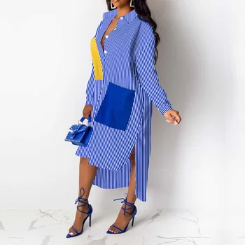 Asymmetrical Striped Midi Shirt Dress Loose Streetwear Female Vestiod Long Shirt Casual African Women Dress Plus Size 2XL 2020
Asymmetrical Striped Midi Shirt Dress Loose Streetwear Female Vestiod Long Shirt Casual African Women Dress Plus Size 2XL 2020
